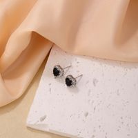 1 Pair Sweet Simple Style Heart Shape Plating Inlay Copper Zircon Silver Plated Ear Studs main image 7