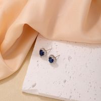1 Pair Sweet Simple Style Heart Shape Plating Inlay Copper Zircon Silver Plated Ear Studs main image 5