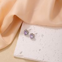 1 Pair Sweet Simple Style Heart Shape Plating Inlay Copper Zircon Silver Plated Ear Studs main image 6