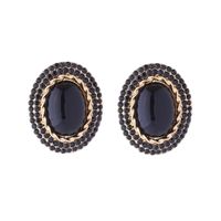 1 Pair Simple Style Oval Plating Inlay Alloy Resin Rhinestones Gold Plated Ear Studs sku image 1