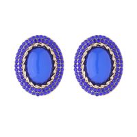 1 Pair Simple Style Oval Plating Inlay Alloy Resin Rhinestones Gold Plated Ear Studs sku image 2