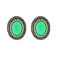1 Pair Simple Style Oval Plating Inlay Alloy Resin Rhinestones Gold Plated Ear Studs sku image 3