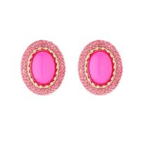 1 Pair Simple Style Oval Plating Inlay Alloy Resin Rhinestones Gold Plated Ear Studs sku image 5