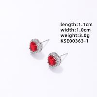 1 Pair Simple Style Heart Shape Plating Inlay Copper Zircon Rhodium Plated Ear Studs sku image 1