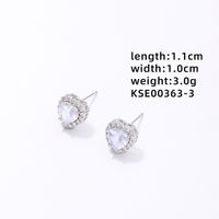 1 Pair Simple Style Heart Shape Plating Inlay Copper Zircon Rhodium Plated Ear Studs sku image 3