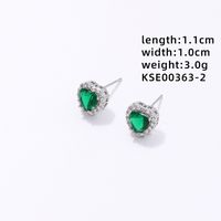 1 Pair Simple Style Heart Shape Plating Inlay Copper Zircon Rhodium Plated Ear Studs sku image 2