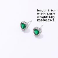 1 Pair Sweet Simple Style Heart Shape Plating Inlay Copper Zircon Silver Plated Ear Studs sku image 1