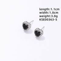 1 Pair Simple Style Heart Shape Plating Inlay Copper Zircon Rhodium Plated Ear Studs sku image 5