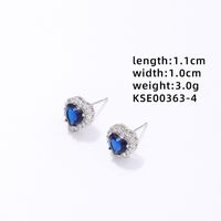 1 Pair Simple Style Heart Shape Plating Inlay Copper Zircon Rhodium Plated Ear Studs sku image 4