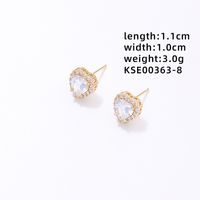 1 Pair Simple Style Heart Shape Plating Inlay Copper Zircon Rhodium Plated Ear Studs sku image 7