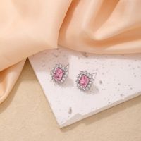 1 Pair Simple Style Rectangle Plating Inlay Copper Zircon Ear Studs main image 3