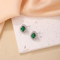 1 Pair Simple Style Rectangle Plating Inlay Copper Zircon Ear Studs main image 8