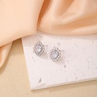 1 Pair Simple Style Rectangle Plating Inlay Copper Zircon Ear Studs main image 7