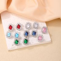 1 Pair Simple Style Rectangle Plating Inlay Copper Zircon Ear Studs main image 1