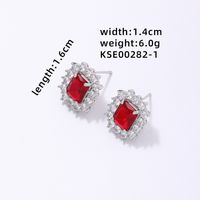 1 Pair Simple Style Rectangle Plating Inlay Copper Zircon Ear Studs sku image 1