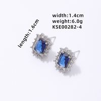1 Pair Simple Style Rectangle Plating Inlay Copper Zircon Ear Studs sku image 4