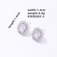 1 Pair Simple Style Rectangle Plating Inlay Copper Zircon Ear Studs sku image 5