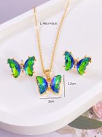 Wholesale Jewelry Glam Luxurious Butterfly Alloy Artificial Gemstones Inlay Earrings Necklace sku image 3