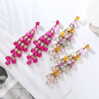1 Pair Luxurious Water Droplets Tassel Inlay Alloy Resin Gold Plated Drop Earrings main image 3