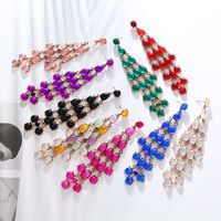1 Pair Luxurious Water Droplets Tassel Inlay Alloy Resin Gold Plated Drop Earrings main image 4