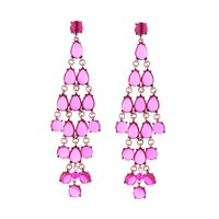 1 Pair Luxurious Water Droplets Tassel Inlay Alloy Resin Gold Plated Drop Earrings sku image 2