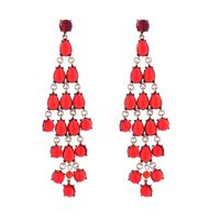 1 Pair Luxurious Water Droplets Tassel Inlay Alloy Resin Gold Plated Drop Earrings sku image 3