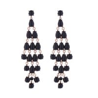 1 Pair Luxurious Water Droplets Tassel Inlay Alloy Resin Gold Plated Drop Earrings sku image 4