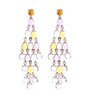 1 Pair Luxurious Water Droplets Tassel Inlay Alloy Resin Gold Plated Drop Earrings sku image 7