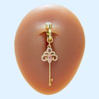 Elegant Luxurious Classic Style Heart Shape Key Stainless Steel Copper Epoxy Plating Inlay Zircon Gold Plated Belly Ring main image 7