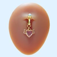 Elegant Luxurious Classic Style Heart Shape Key Stainless Steel Copper Epoxy Plating Inlay Zircon Gold Plated Belly Ring main image 2