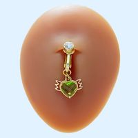 Elegant Luxurious Classic Style Heart Shape Key Stainless Steel Copper Epoxy Plating Inlay Zircon Gold Plated Belly Ring main image 4