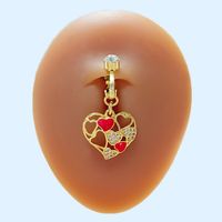 Elegant Luxurious Classic Style Heart Shape Key Stainless Steel Copper Epoxy Plating Inlay Zircon Gold Plated Belly Ring main image 5