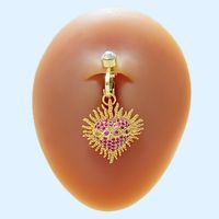 Elegant Luxurious Classic Style Heart Shape Key Stainless Steel Copper Epoxy Plating Inlay Zircon Gold Plated Belly Ring sku image 7