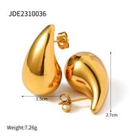 1 Pair Modern Style Water Droplets Solid Color Plating Stainless Steel 18k Gold Plated Ear Studs sku image 3