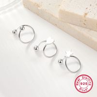 1 Pair Simple Style Star Moon Plating Sterling Silver 18k Gold Plated Rhodium Plated Ear Studs main image 4