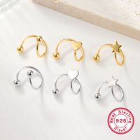 1 Pair Simple Style Star Moon Plating Sterling Silver 18k Gold Plated Rhodium Plated Ear Studs main image 3