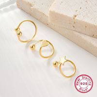 1 Pair Simple Style Star Moon Plating Sterling Silver 18k Gold Plated Rhodium Plated Ear Studs main image 1