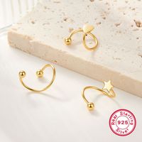 1 Pair Simple Style Star Moon Plating Sterling Silver 18k Gold Plated Rhodium Plated Ear Studs main image 5