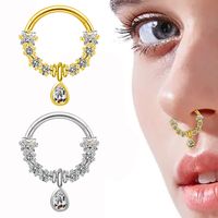 Casual Geometric Stainless Steel Copper Plating Inlay Rhinestones Zircon White Gold Plated Gold Plated Nose Ring main image 1