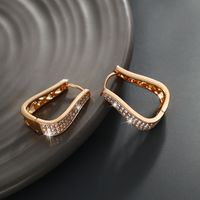 Wholesale Jewelry Vintage Style Xuping Geometric Solid Color Alloy Artificial Gemstones 18k Gold Plated Plating Inlay Hoop Earrings main image 3