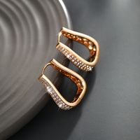 Wholesale Jewelry Vintage Style Xuping Geometric Solid Color Alloy Artificial Gemstones 18k Gold Plated Plating Inlay Hoop Earrings main image 4