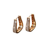 Wholesale Jewelry Vintage Style Xuping Geometric Solid Color Alloy Artificial Gemstones 18k Gold Plated Plating Inlay Hoop Earrings main image 5