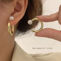 1 Pair Sweet Simple Style Round Inlay Alloy Artificial Pearls Ear Studs sku image 1