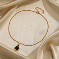 Elegant Simple Style Color Block Copper Plating Inlay Natural Stone Obsidian 18k Gold Plated Pendant Necklace main image 6