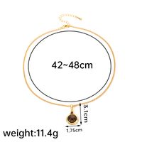 Elegant Simple Style Color Block Copper Plating Inlay Natural Stone Obsidian 18k Gold Plated Pendant Necklace sku image 1