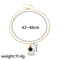 Elegant Simple Style Color Block Copper Plating Inlay Natural Stone Obsidian 18k Gold Plated Pendant Necklace sku image 2