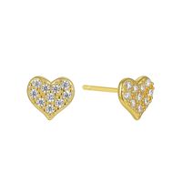 1 Pair Casual Elegant Commute Heart Shape Plating Inlay Sterling Silver Zircon Obsidian 18k Gold Plated Ear Studs main image 7