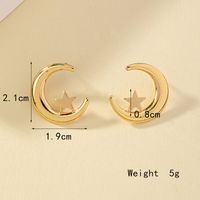 1 Pair Basic Lady Commute C Shape Star Moon Plating Alloy 14k Gold Plated Ear Studs main image 6
