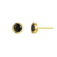 1 Pair Casual Elegant Commute Heart Shape Plating Inlay Sterling Silver Zircon Obsidian 18k Gold Plated Ear Studs sku image 2
