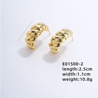 1 Pair Exaggerated Simple Style C Shape U Shape Geometric Polishing Plating Hollow Out 304 Stainless Steel Copper Ear Studs sku image 1